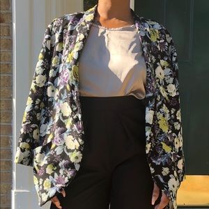 Black/Multicolor H&M Floral Print Blazer